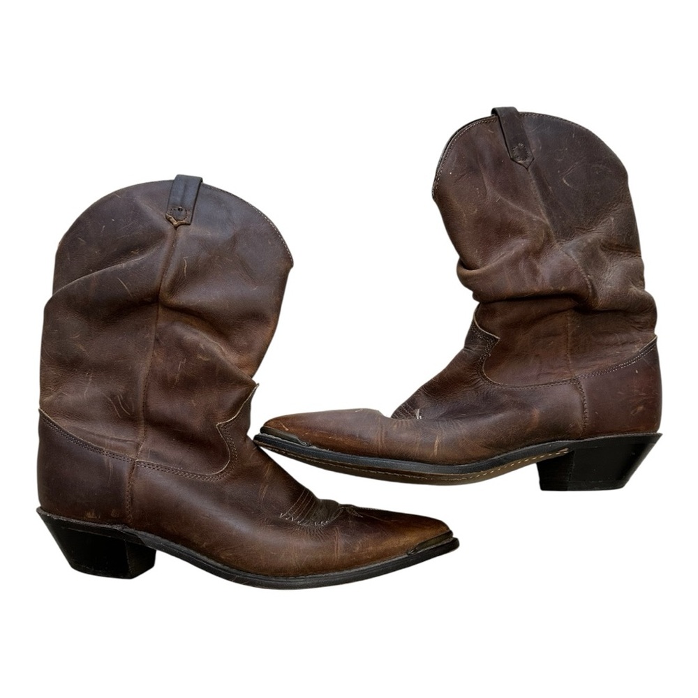 Distressed Brown Leather Cowboy Boots 8